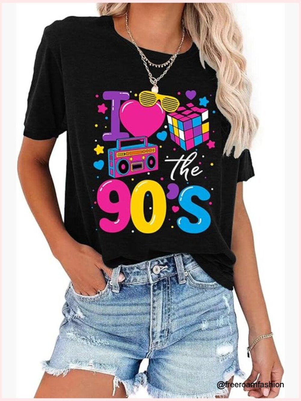 90s Graphic Vintage Tees Neon Party Outfits Tops Women Short Sleeve